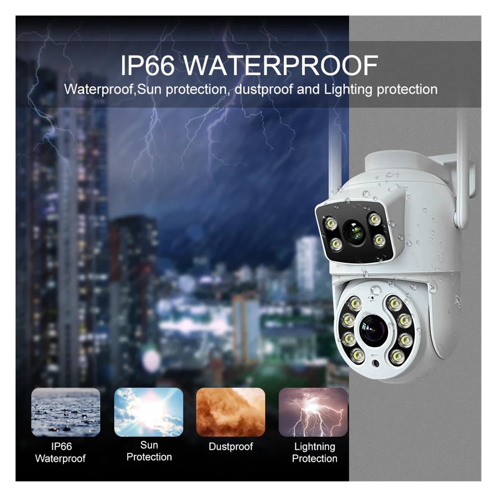4MP WiFi Surveillance Camera Dual Lens Dual Screen IP Cameras Wireless Auto Tracking Color Night Vision 10X Digital Zoom CAM(CAM No SD Card)