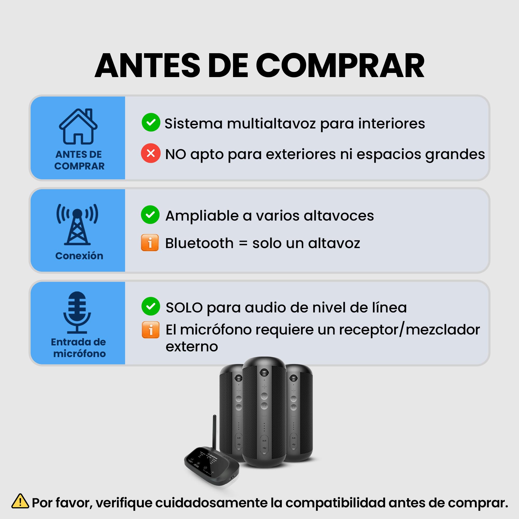 Avantree Harmony 2 - Kit Multiroom Sistema Estéreo Inalámbrico con Entradas Bluetooth y por Cable, Cada Altavoz Se USA como Altavoz Bluetooth Portátil Independiente