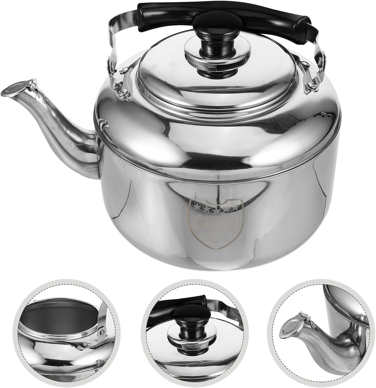 Generic Stainless Steel Stovetop Tea Kettle Whistling Water Boiler Classic Teapot with Ergonomic Handle for Gas Stove Top Brewing