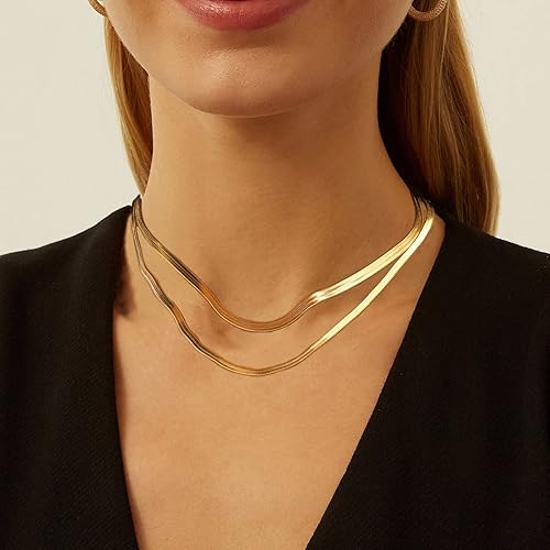 Miniatura 6 de YANODA Collar de espiga para mujer, collares de oro de 14 quilates para mujer, delicado collar de oro en capas para mujer, collar de cadena de