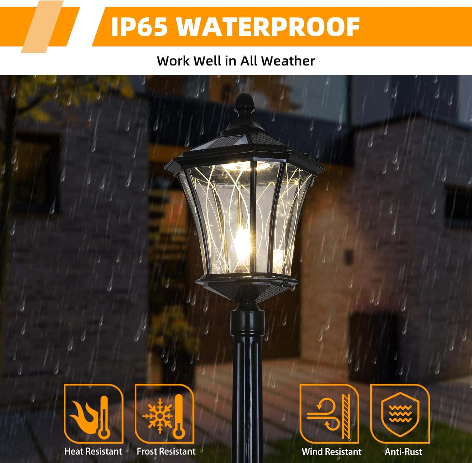 Solar Post Pole Light with Remote LED and Hard Wired Powered Dual Use Outdoor Lamp Waterproof Landscape Pathway High Pole Light Pillar Lighting for Outside House Garden Patio Lawn,85In Black