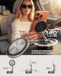 Voiture porte-téléphone pour Magsafe, [Militaire-Grade Metal 80+LBS Hyper Suction & 4400gf Magnétique] 360° Accessoires de voiture de support de téléphone réglable pour iPhone 17 16 15 14 Series et Android