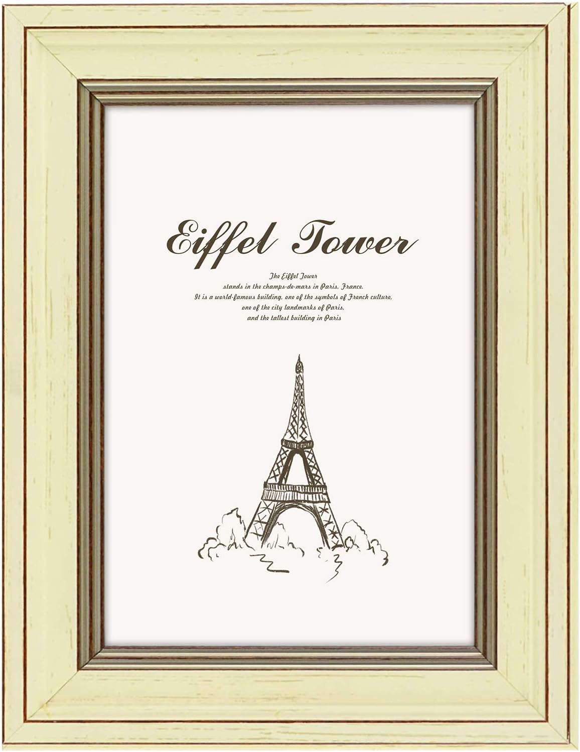 Golden State Art, 5x7 Cream with Brown Trim Color Frame - Easel Stand, Sawtooth Hanger - Landscape, Portrait Display - Great for Photos, Pictures, Mothers day gifts