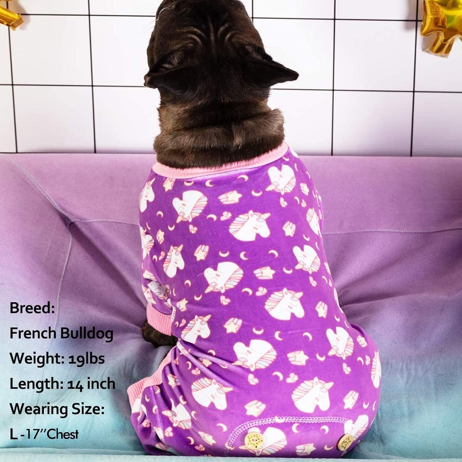 KYEESE Dog Pajamas Velvet Dog Pajamas Large Sized Dogs Soft Dogs Clothes Pjs with Unicorn Pattern Stretchy Pet Jammies Coat Comfy Pet Onesie Costume, 3X-Large