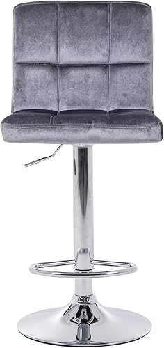 Miniatura 5 de NOBPEINT Taburetes de bar giratorios ajustables con respaldo cuadrado, gris (juego de 4) Negro -,Gris