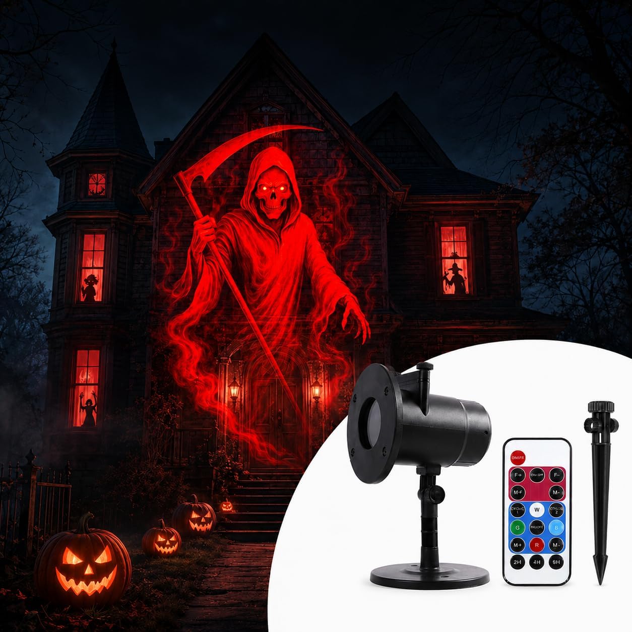 Halloween Skull Projector with 10 HD Projection Patterns，Single