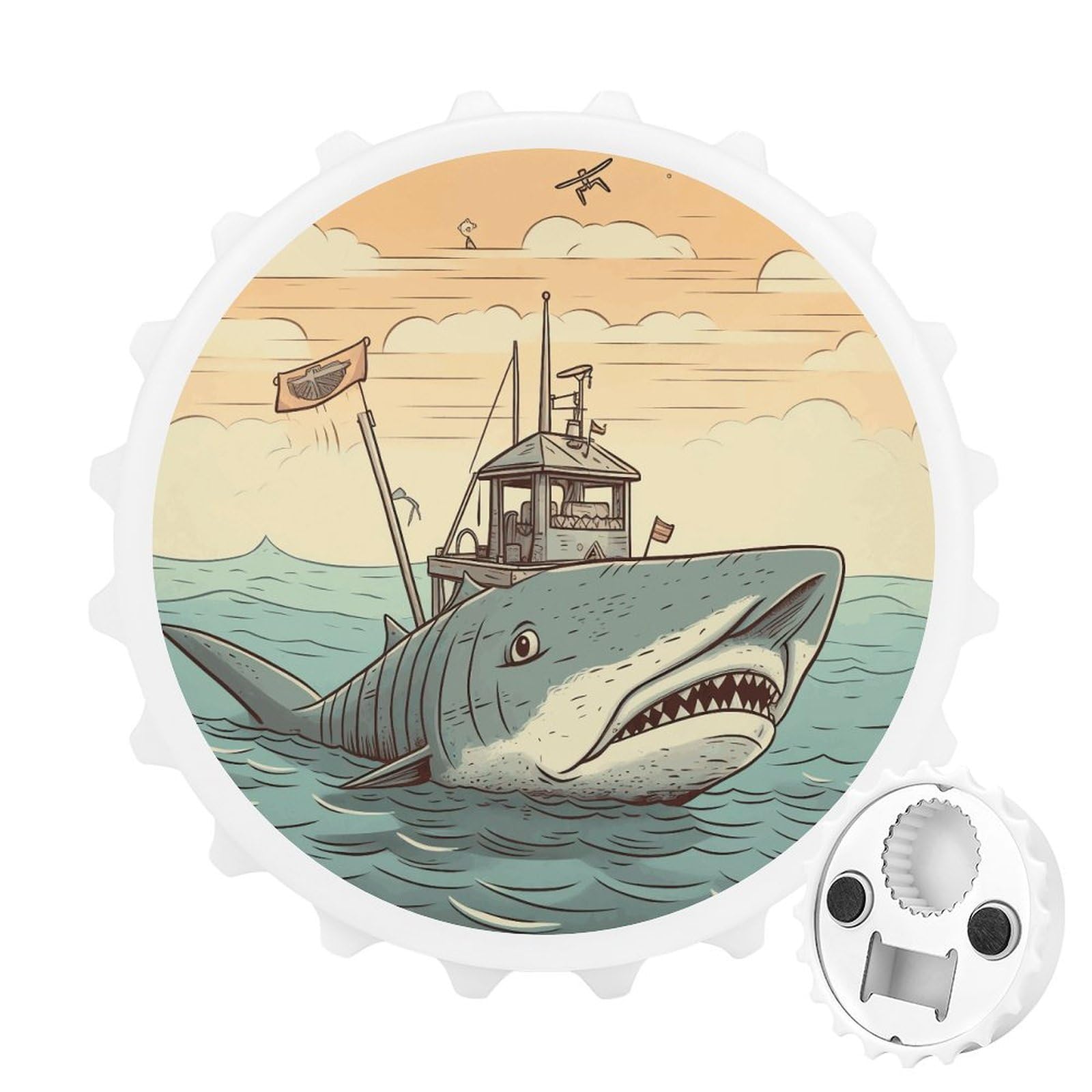 Décapsuleur requin aimanté pour un frigo d'été pratique