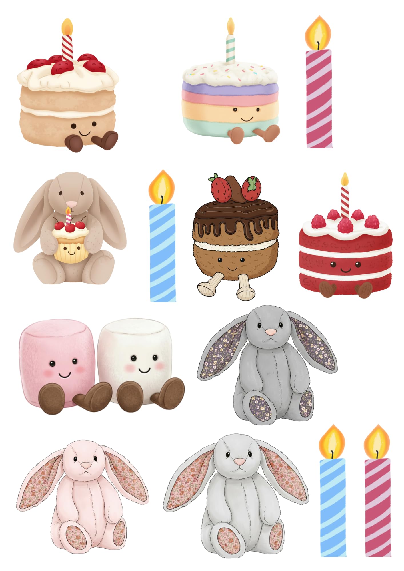 Edible print jelly plush inspired theme Cake topper set cake decorations wafer card -NOT-PRECUT- Birthday tag