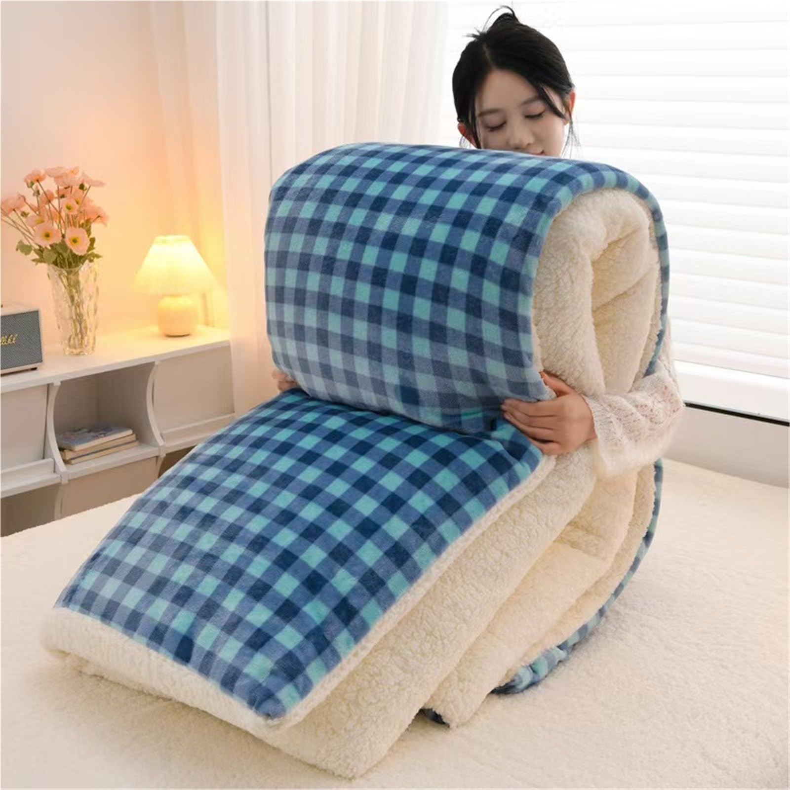 Thickened Super Soft Milk Velvet Winter Quilt，Breathable Super Warm Cashmere Bed Comforter, Double-Sided Velvet Thickened Autumn Spring Plush Comforter Core(Color9,150 * 200cm (3kg))