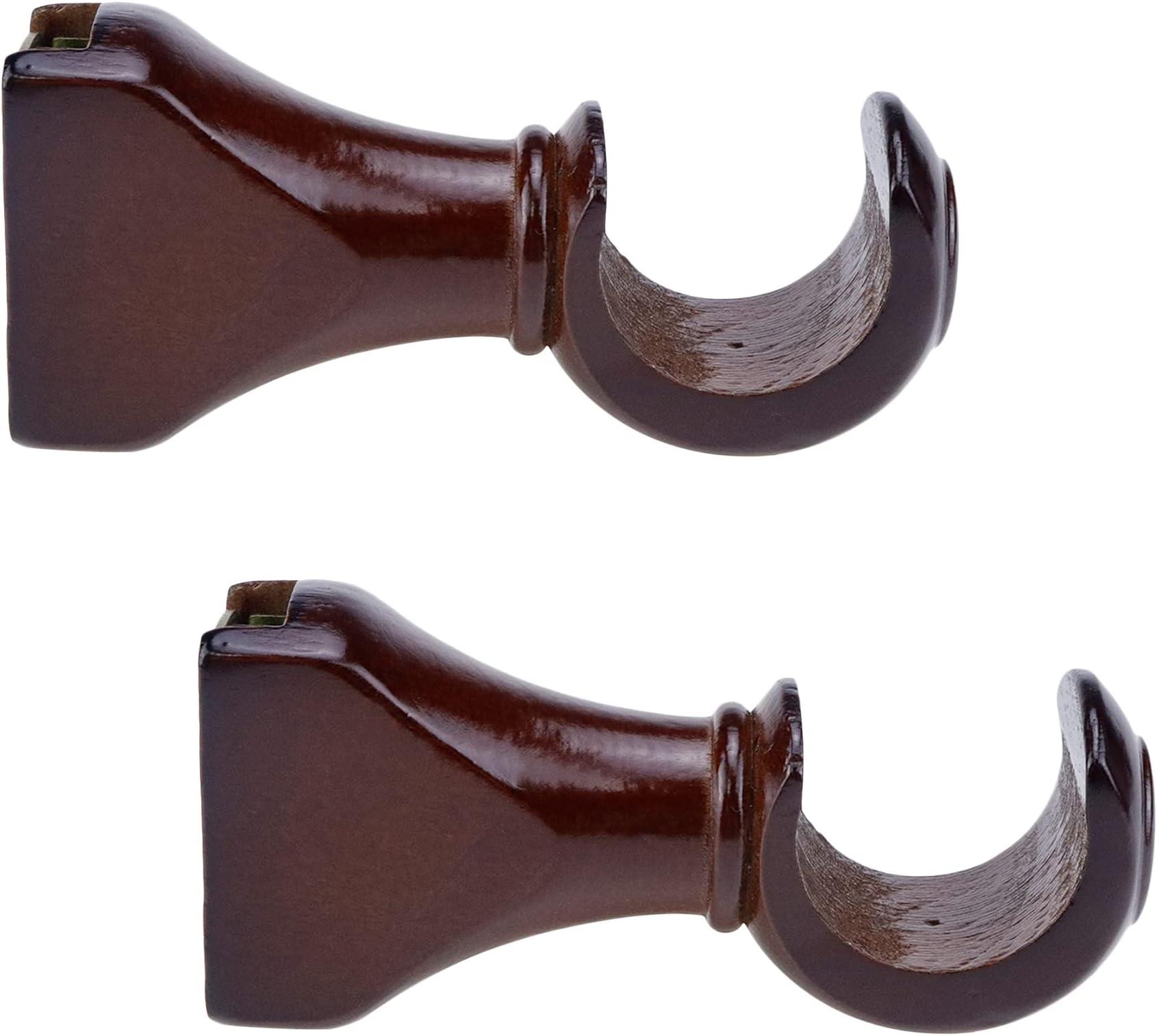 HEVSTIL 2-Pack Wood Curtain Rod Brackets,Return End Brackets for 1-2/5" Pole for Curtain Rods, Wall Mount,Brown