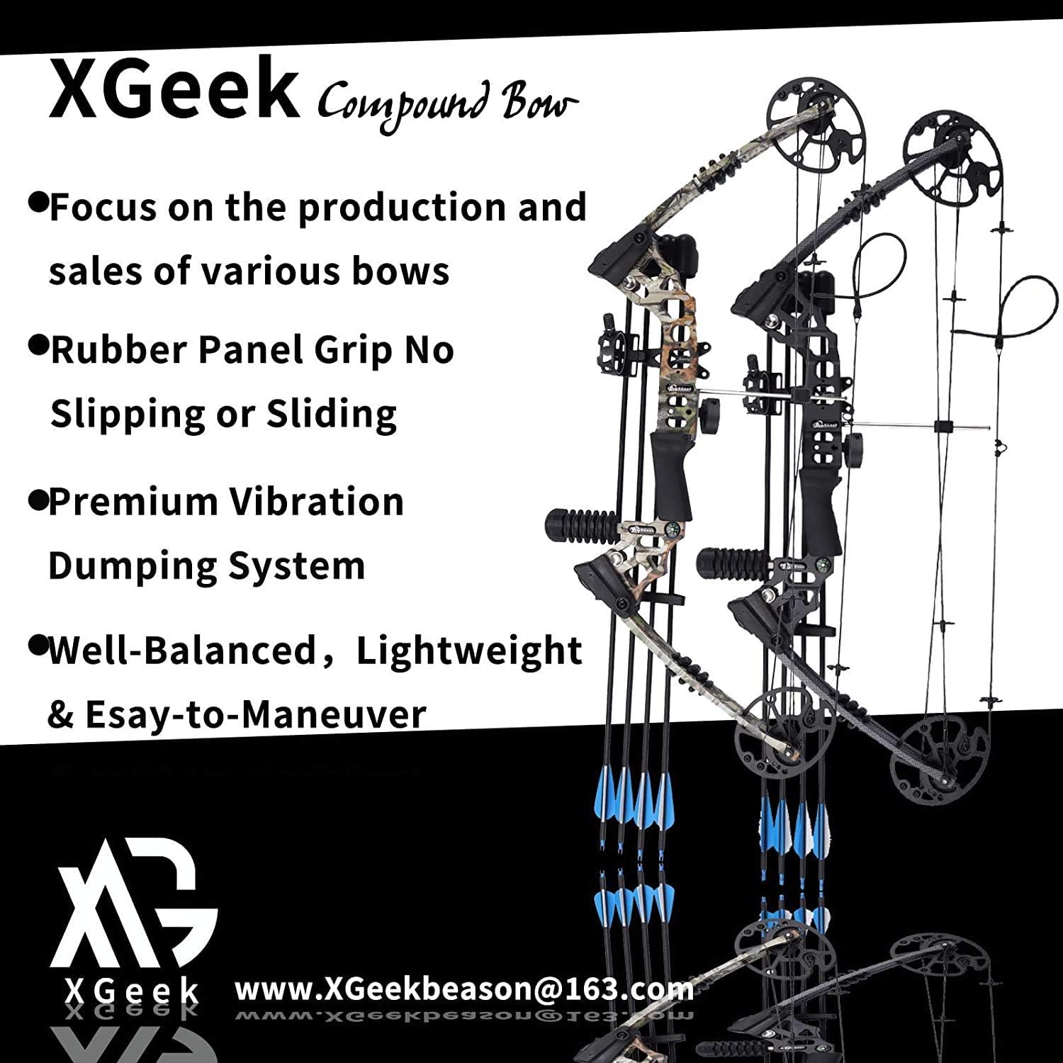 XGeek Compound Bow and Arrow kit, Hunting & Target Bow, with All Accessories, USA-Made Limbs, Draw Weight Adjustable 20-70 Lbs, Draw Length 17-29", 320 Fps Speed,for Hunter and Archery Enthusiast : Sports & Outdoors