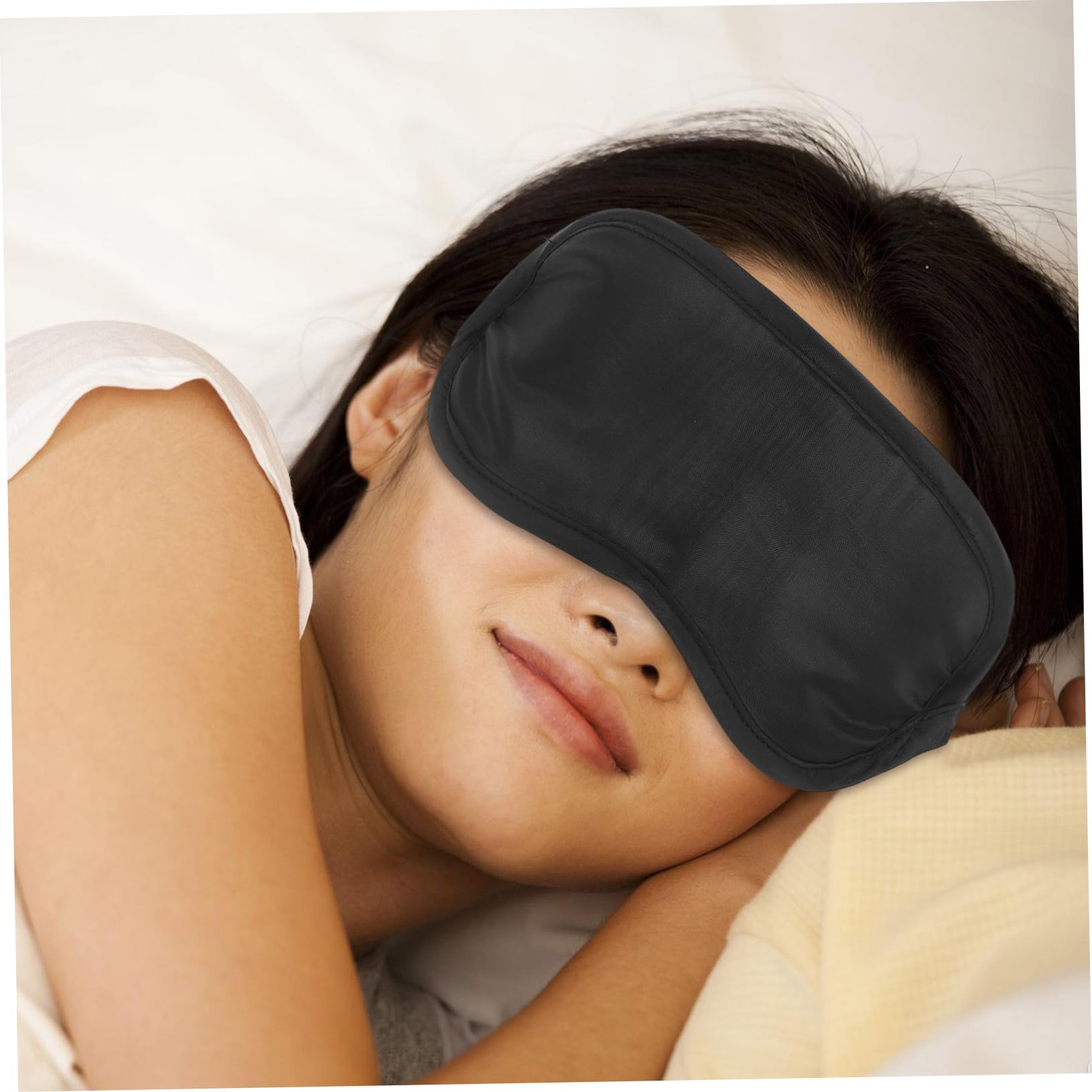 COLLBATH 50 Pezzi Maschera Per Dormire Portatile Oscurante Monouso in Seta Per Coprire Gli Occhi Regolabile Maschera Per Dormire in Aereo Per Viaggi Aperto Nera