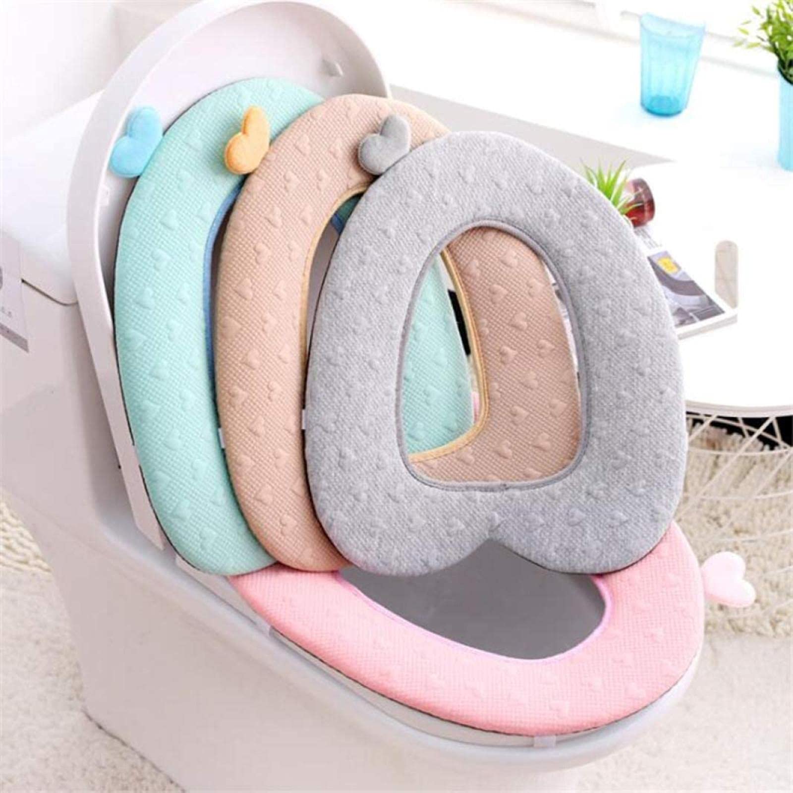 Almohadillas Suaves y Suaves para Cubrir el Asiento del Inodoro, Almohadillas Suaves para Cubrir la Tapa del Asiento del Inodoro, Almohadillas más Gruesas y cálidas (Rosa, Talla única)