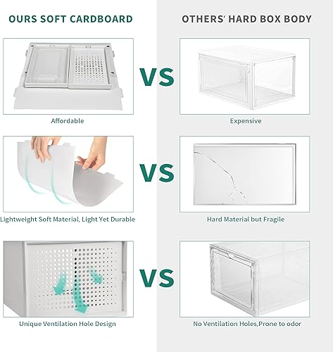 Vista 36 de YITAHOME Cajas de almacenamiento apilables XL, 18 organizadores y cajones para zapatos, color negro (tamaño extra grande)