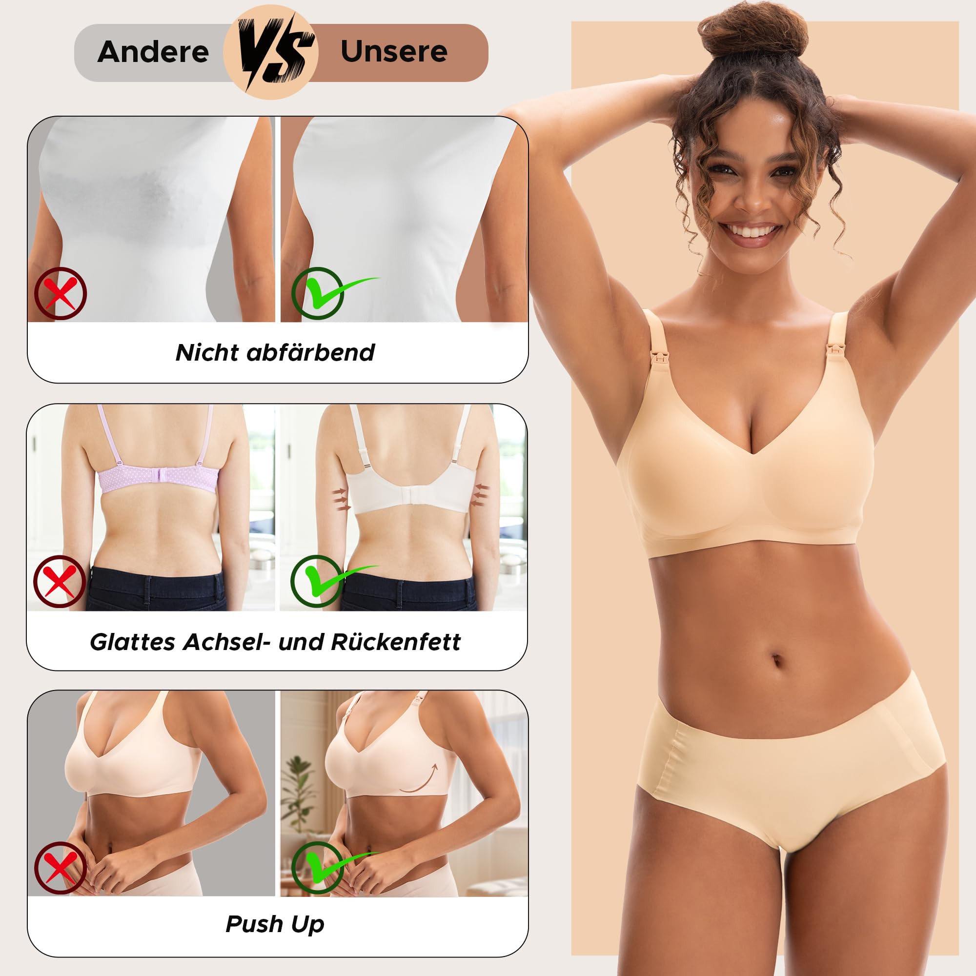 INNERSY Reggiseno Allattamento Senza Ferretto Invisibile Reggiseni Imbottito Bralette Gravidanza