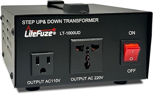 Miniatura 1 de LiteFuze Transformador de voltaje de 1000 vatios elevador hacia arribaabajo - Convertidor de potencia de 110 V a 220 V220 V a 110 V - Cable