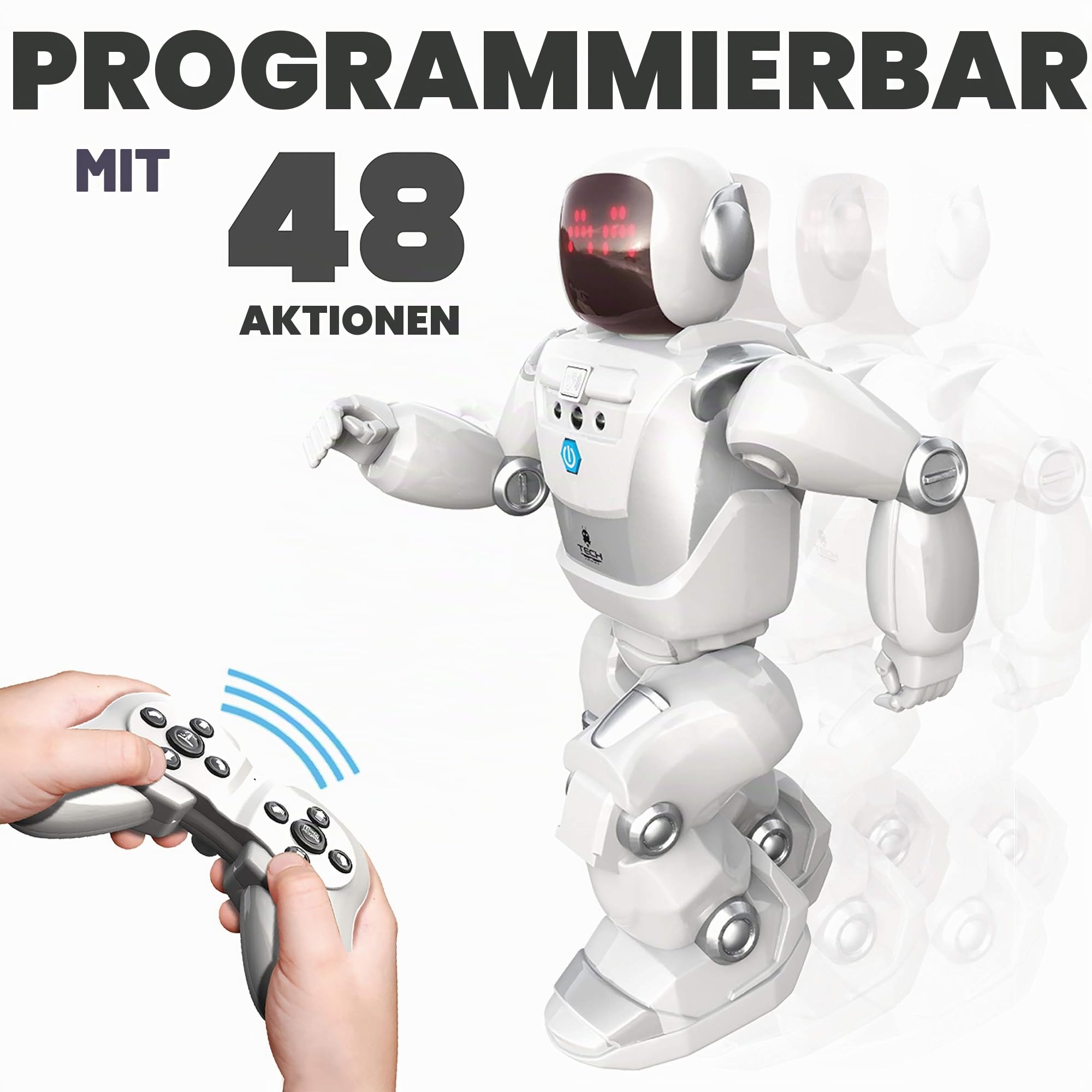 YCOO 88071 Programm A BOT X by Silverlit, Ferngesteuerter Roboter, programmierbar, Ton- und Lichteffekte, Bewegungssensoren, multidirektionale Steuerung, Reichweite 1m, 40 cm, weiß, ab 5 Jahren