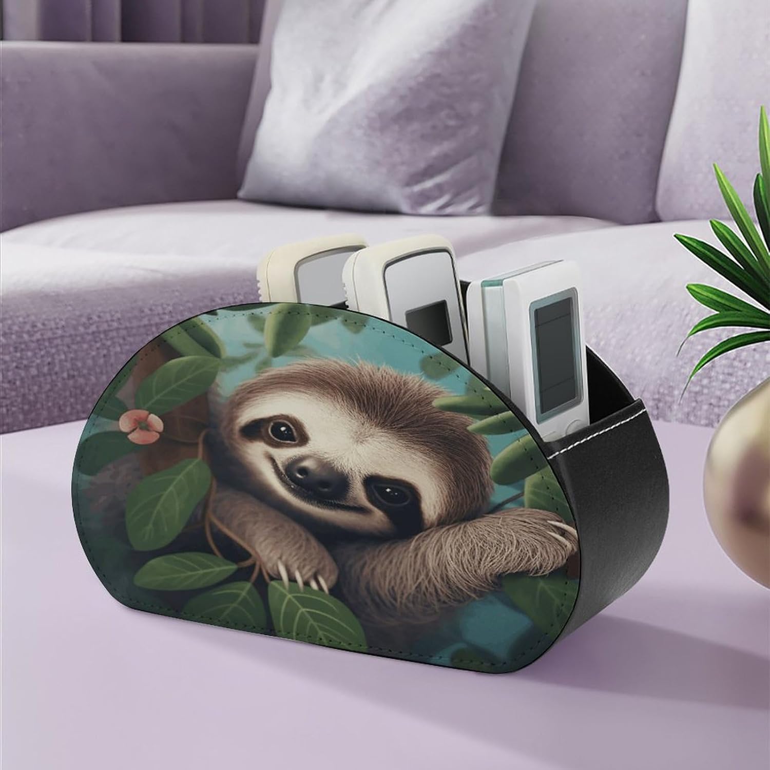 Personalized PU Leather Remote Control Holder with 5 Compartments image 5