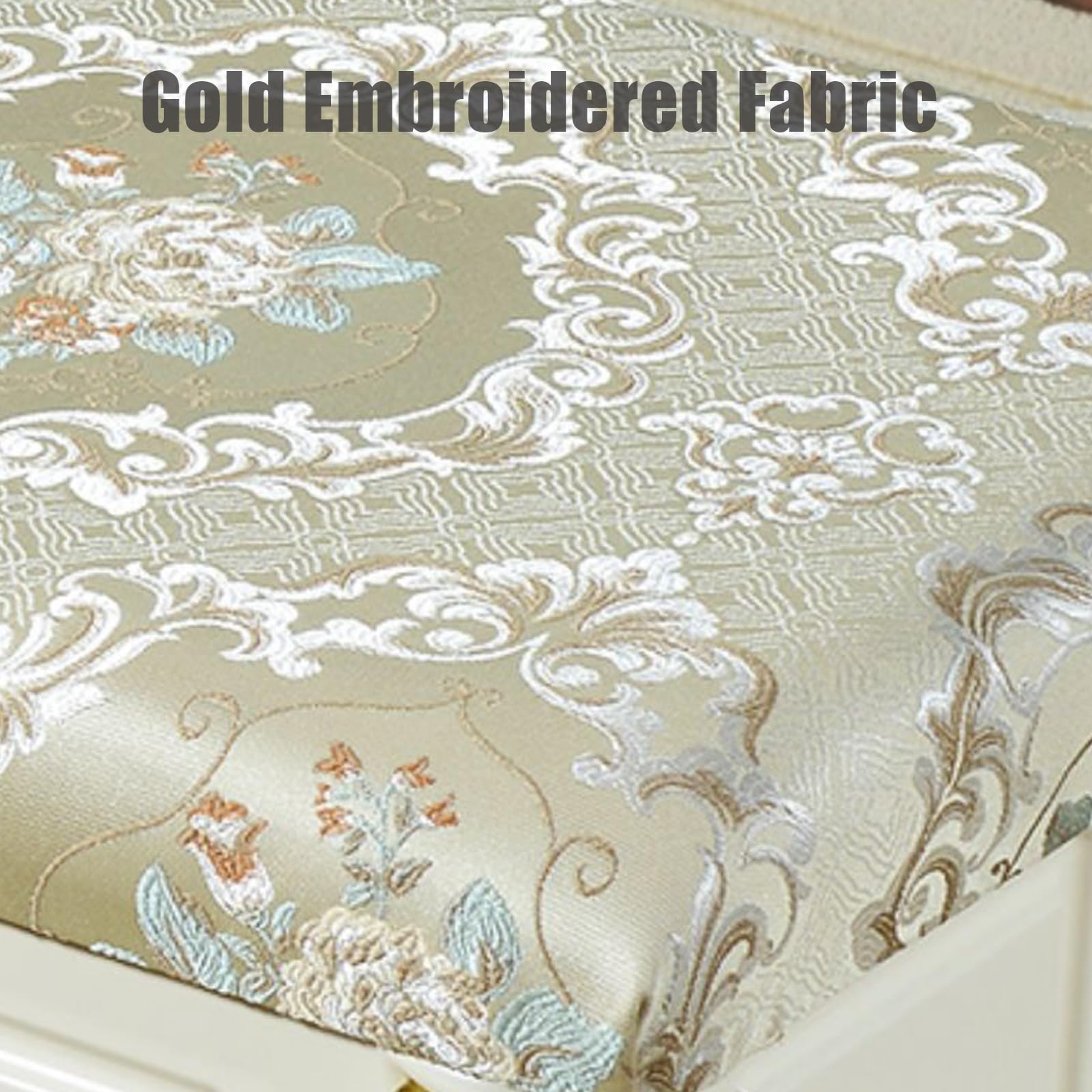 Banco de almacenaje tapizado Bordado, Banco de Entrada de Gran Capacidad, Banco Multifuncional de Fin de Cama Que Ahorra Espacio para Dormitorio de casa Dormitorio(60x40x37cm(24x16x15), Blue+Gold)