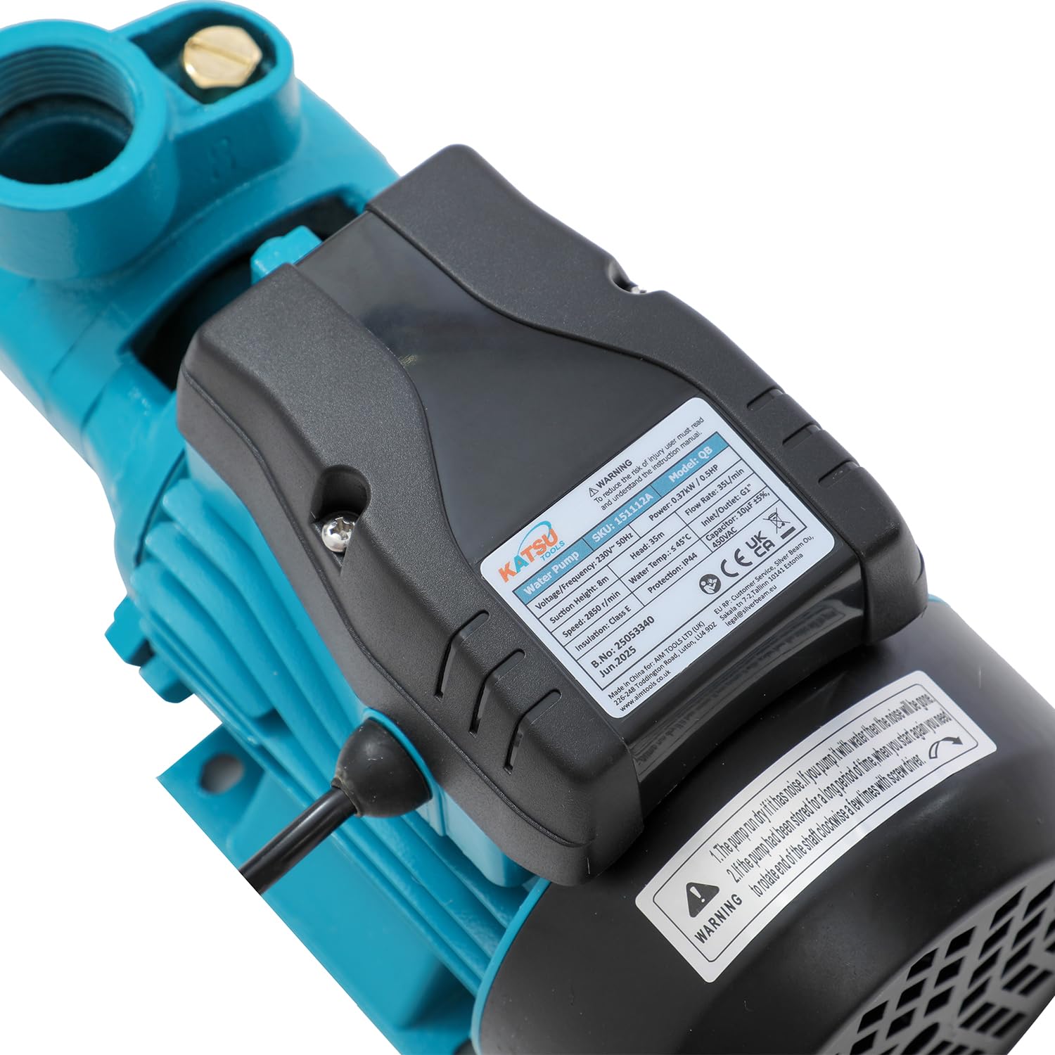 KATSU Bomba de Agua Periférica Centrífuga Eléctrica Industrial 1/2HP 220V para Agua Limpia, Adecuada para Granja Jardín Piscina Estanque Tanque 151112