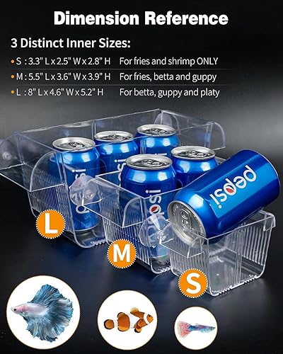 Miniatura 2 de Pawfly Caja de cría de peces de acuario, incubadora de incubadora de peceras con 6 ventosas, caja de acrílico para eclosionar peces bebé, camarones,