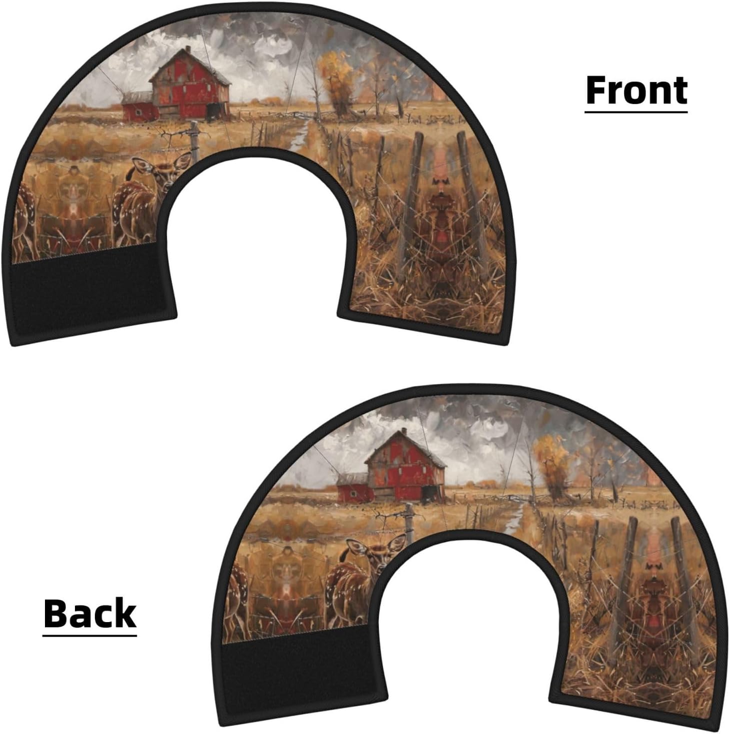 Farm with Deer Print Cat Cone Collar, Adjustable Elizabethan Collar, Soft Dog Recovery Collars, for Small Large Cats