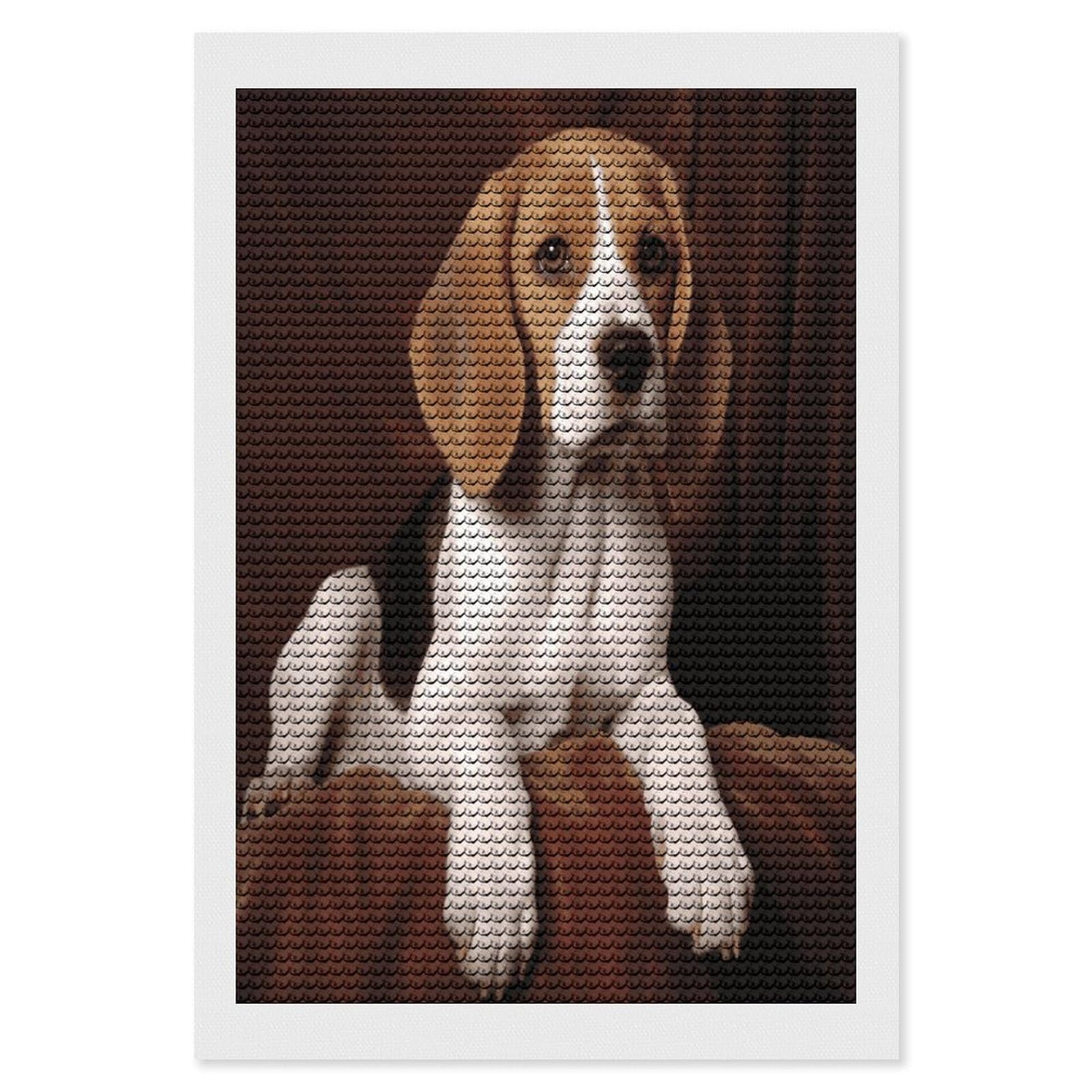 JTREHY Ovely Pet Dog Beagle Diamond Art Kits Personalized DIY Round Diamond Painting Kits for Beginner Full Drill Diamonds Dots Paintings for Adults Gem Art Crafts Home Decor