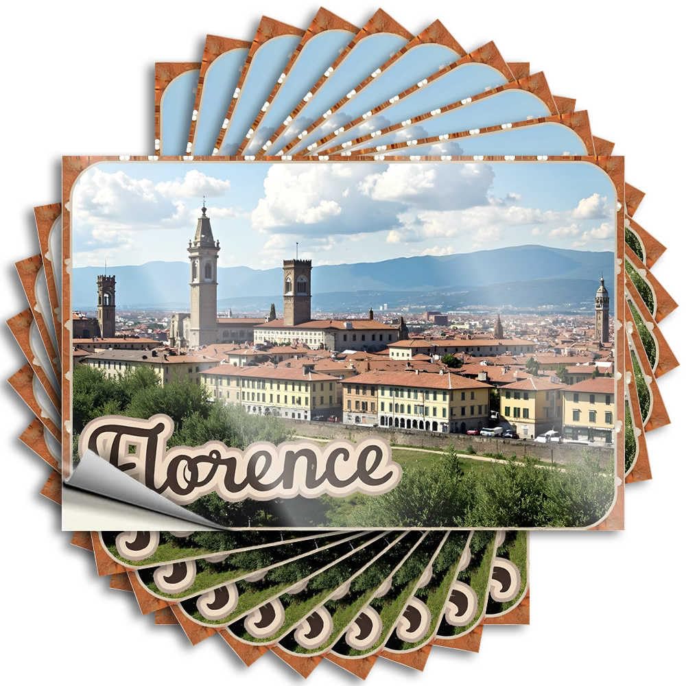 Bookish Lettering Sticker, Stuff Hat Scenic View of Florence with Historical Architecture and | Funny Quote Gamer Decals(8X12CM)