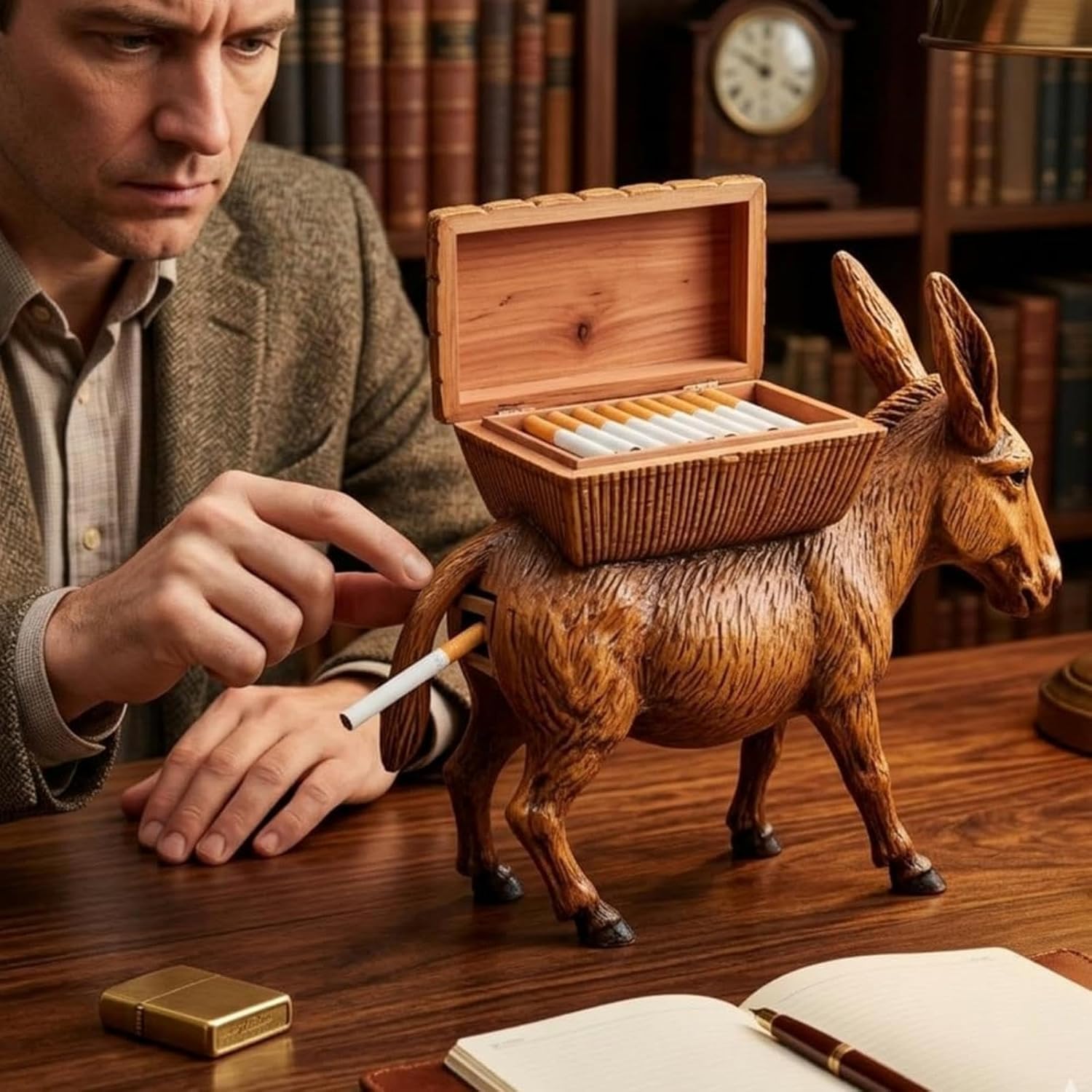 Vintage Donkey Cigarette Dispenser,Retro Donkey Automatic Cigarette Holder,Retro Donkey Kicking Motion Dispenser,Quirky Vintage Donkey Smoker Decor Gift for Men Dad Smokers Vintage Lovers (1pcs) (2)