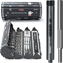 SHALL 127Pcs Mini Electric Screwdriver Set, 120Pcs S2 Bits, with Pen-Type Electric and Manual Screwdrivers for Laptop, iPhone, Glasses and Electronics