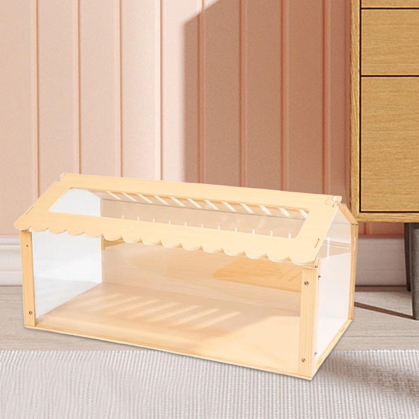 Casa Hamster de Madera Nido Refugio Ensamblable Juguete Ejercicio Villa Decorativa con Ventilador Adecuada para Hámster Ratón Cerdo de, 60x29x32CM
