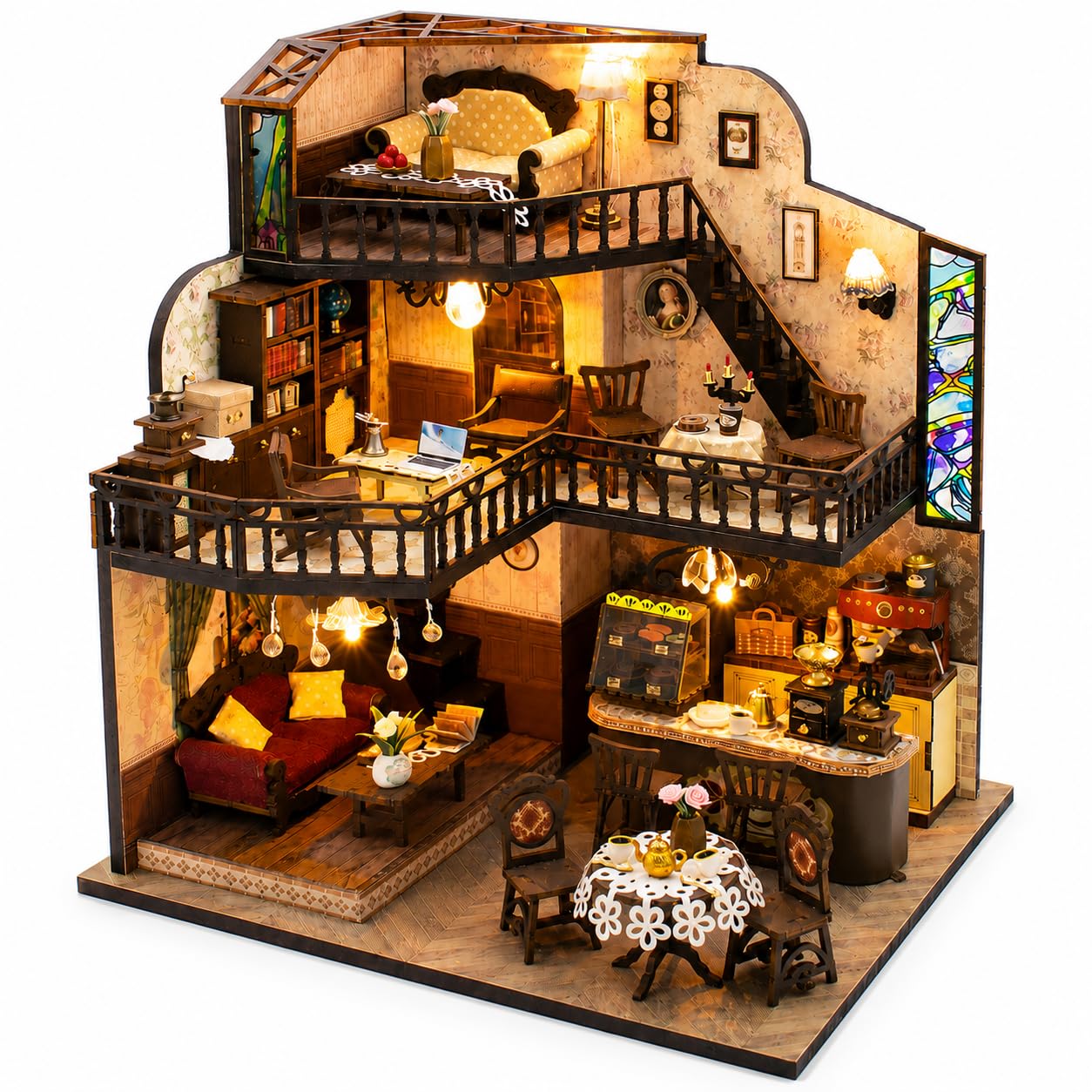 Spilay Miniature House Kits for Adults, Vintage Loft Dolls House