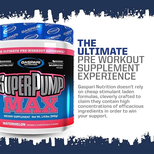 Miniatura 3 de Gaspari Nutrition Super Pump Max suplemento de 40 porciones energía sostenida y óxido nítrico que apoya el crecimiento muscular la recuperación y la