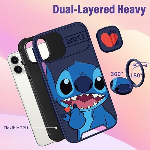 Miniatura 3 de oqpa Funda para iPhone 11 Pro para mujeres y niñas, con soporte de anillo + funda para cámara para iPhone 11 Pro, funda de teléfono para iPhone 11