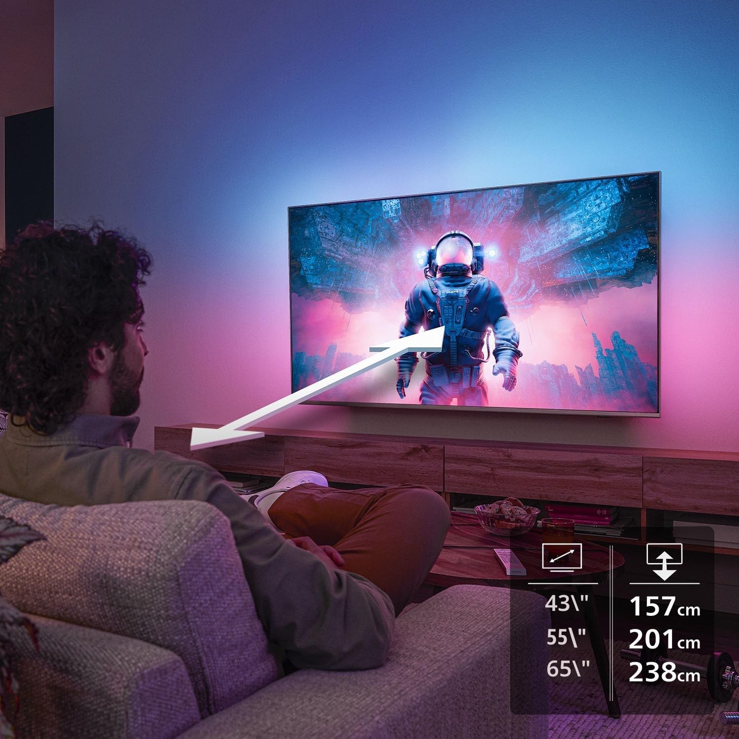 PHILIPS Ambilight 55PUS8200 4K LED Smart TV - 55 Zoll Display mit Pixel Precise Ultra HD, Titan OS, Dolby Vision und Dolby Atmos Sound, 2025