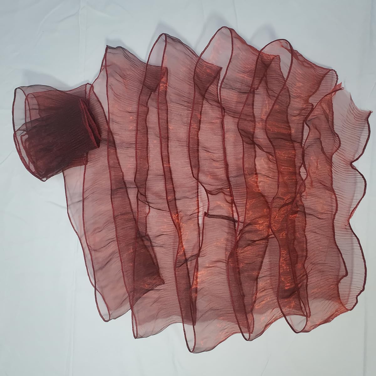 7 Yards Retro Ruffle Trim - Pleated Chiffon & Tulle Fabric Applique for Dress, Bag Decoration, Craft Sewing Trimming（Wine red）