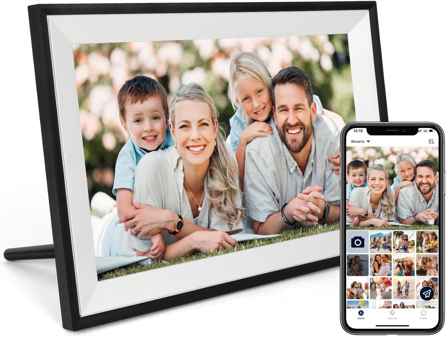 Cadre Photo Numérique WiFi Anna Bella 10,1 Pouces, Cadre Électronique 1280x800 HD, 32GB, Rotation Automatique, Écran Tactile Intelligent, Configuration à Distance Facile Via l'App AiMOR