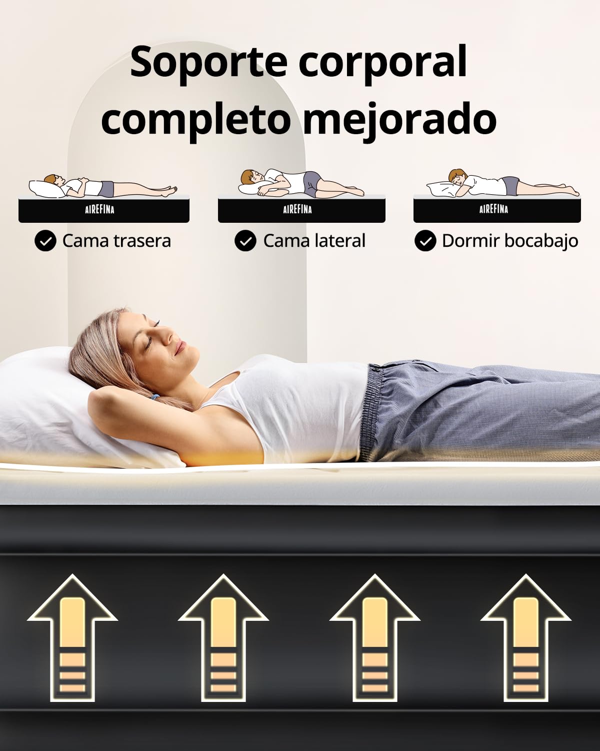 Airefina Colchón Hinchable Individual con Bomba Incorporada, Colchon Hinchable Autoinflable en 3 Minutos, Colchon Inflable Portátil, Invitados o Uso en Casa, -99 × 190 × 46cm,Peso máximo:295KG