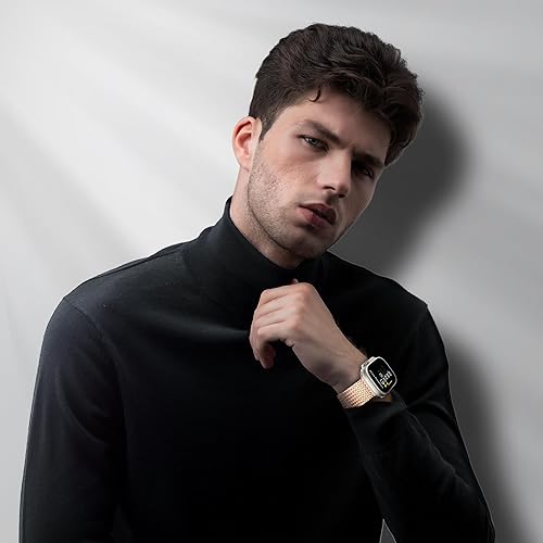 Miniatura 7 de LULULOOK Compatible con Apple Watch Band de 4945444241401.496 in, para mujeres y hombres, correa de malla de acero inoxidable con cierre magnético,