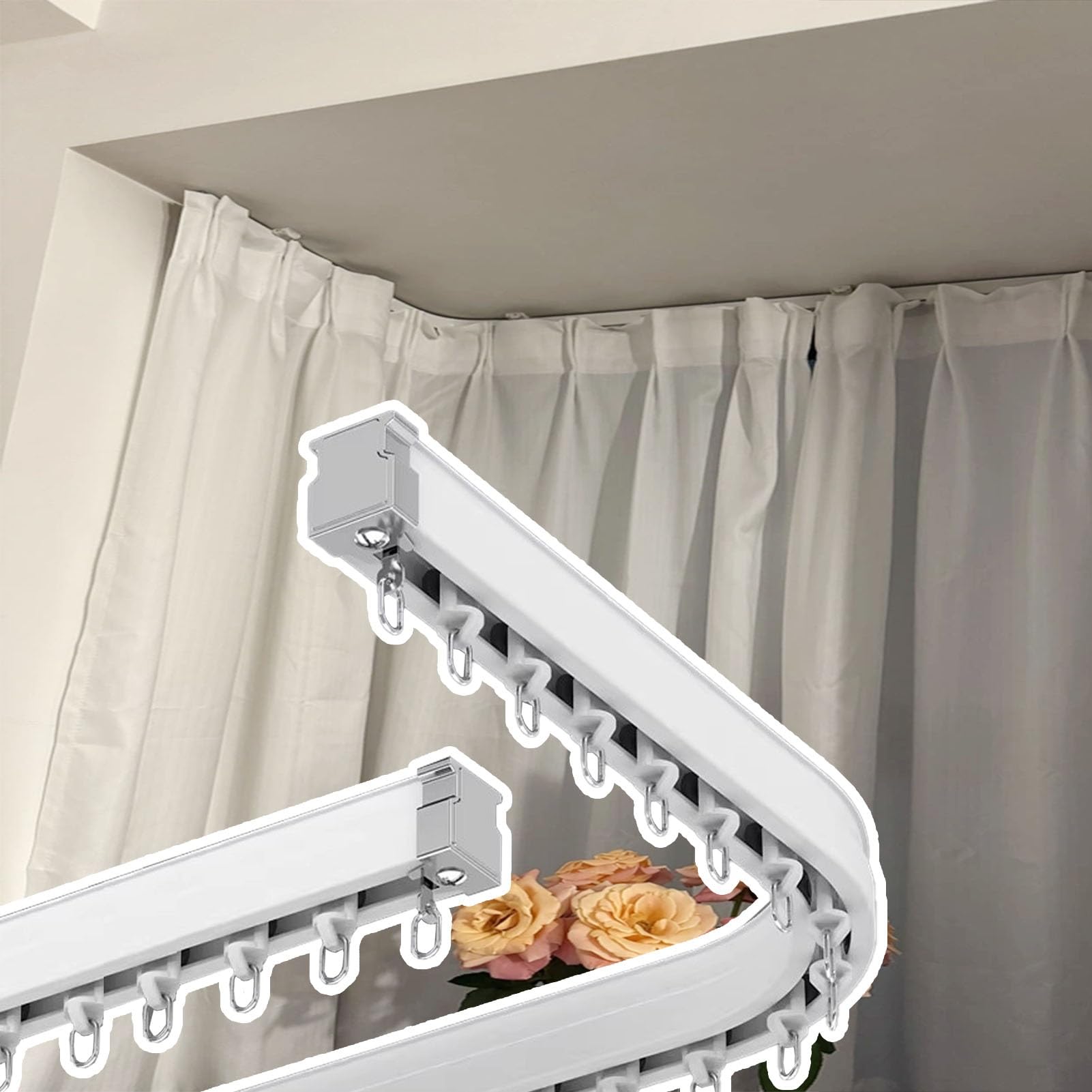 Tringle à rideaux en aluminium pliable pour séparer une pièce ou habiller un salon