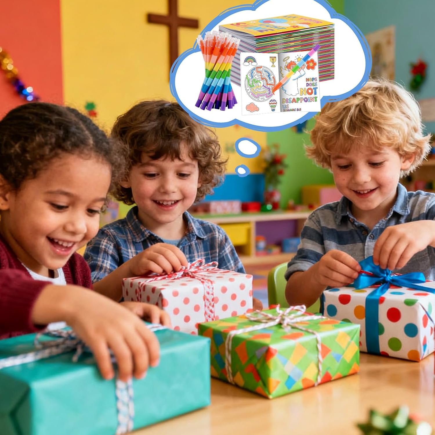 BenLouis 12 Bible Verses Mini Coloring Books Kids with 12 Stacking Crayons Christian Party Favors Small Activity Books Bulk for Kids Sunday School Religious Church Party Gift Goodie Bag Stuffers - Image 7