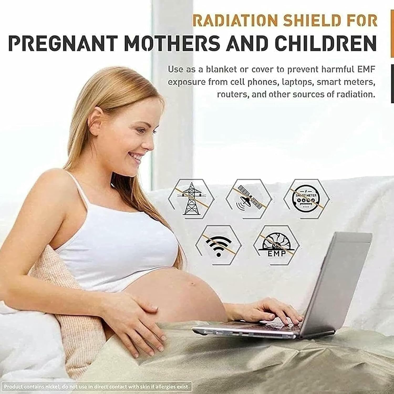 EMF Anti-Radiation Clothes, Silver Fiber Radiation Protection Fabricb Radiation Protection Maternity Clothing for RF/LF Blocking/Shielding~/