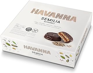 Havanna - Chocolate Alfajor with Seeds - (Chia - Sesame - Sunflower Poppy Seeds Flax and Quinoa) 70% Cocoa - Box of 4 Units - 220g Gluten Free