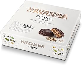 Havanna Alfajores Argentinos de Chocolate 70% Cacao con Semillas | Chia - Sésamo - Girasol - Amapola- Lino - Quinoa | Galletas Rellenas de Dulce de Leche | Libre de Gluten | 4 unidades | 220g