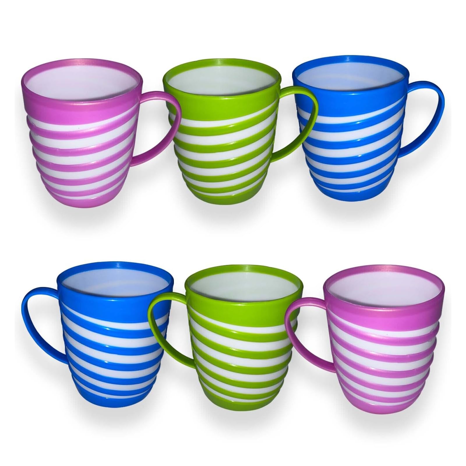 KANSY Plastic Mug with Handle, Lightweight Unbreakable Reusable Cups for Adults Elderly, Kids to Drink Hot, Cold, Coffee, Tea