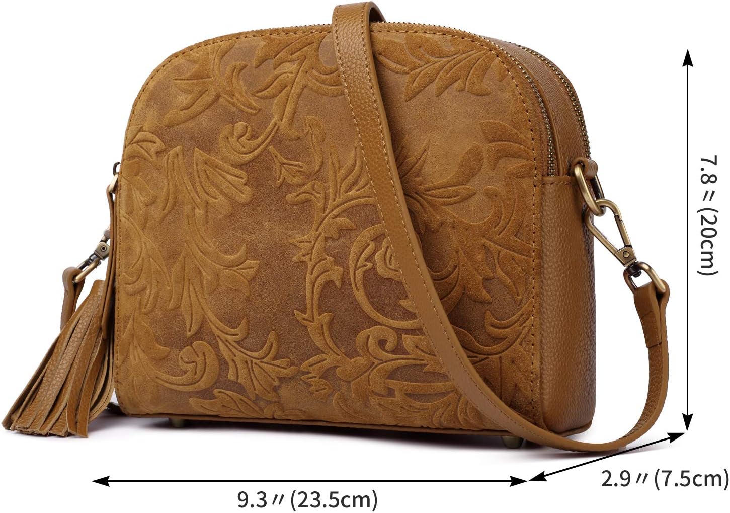 Leather Handbags and Purses for Women, Small Crossbody Bags for Women, Medium Crossbody Bag with Tassel Accent