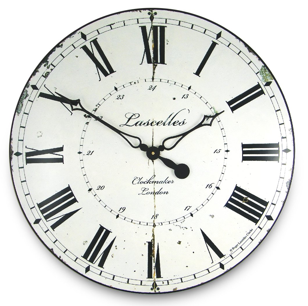 Roger Lascelles Clocks Wall Clock, White, L