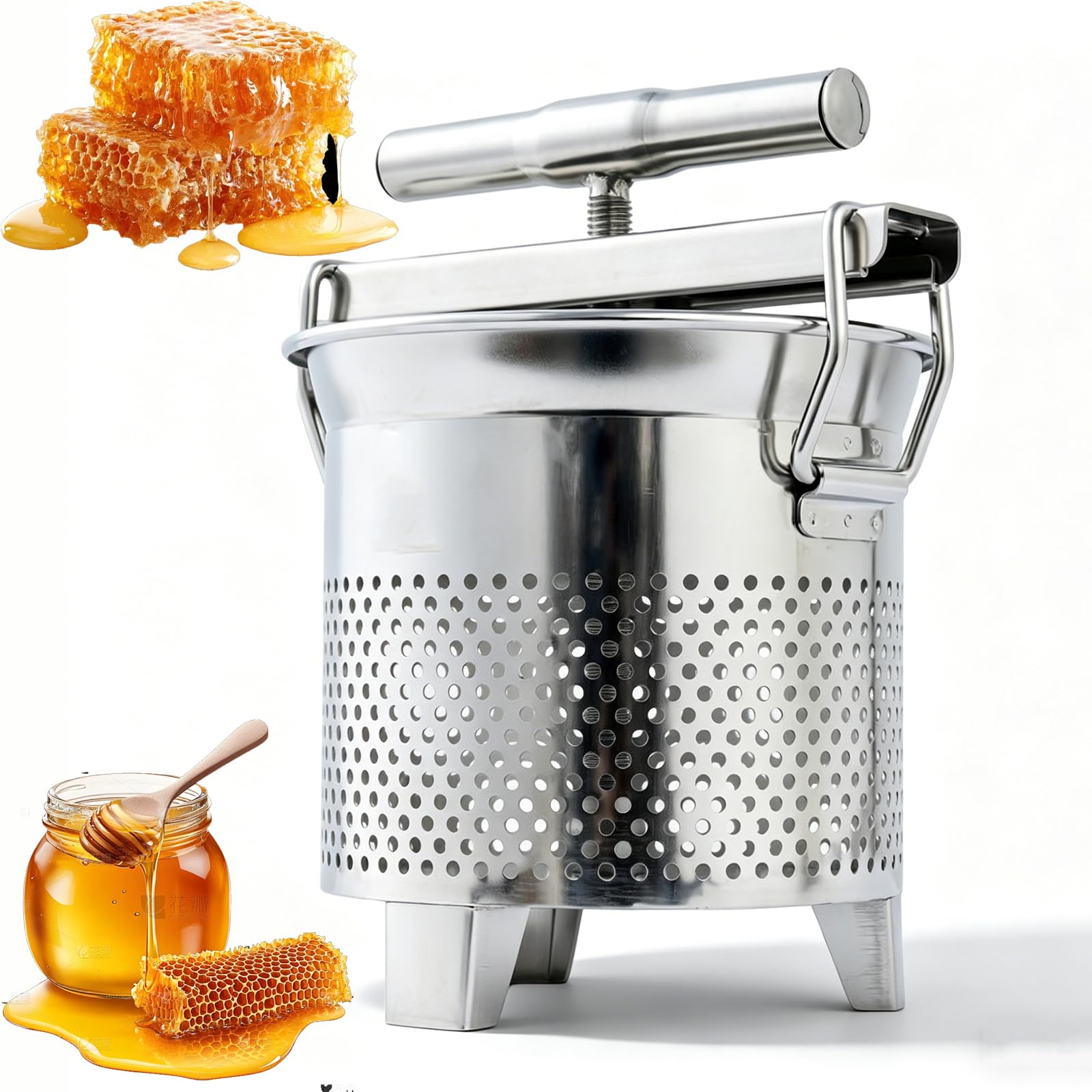 YXZQLOZ Honey Press - Manual Stainless Steel Wax Press, effectively separates honey, yogurt, vegetables, and oils - 1.8L capacity