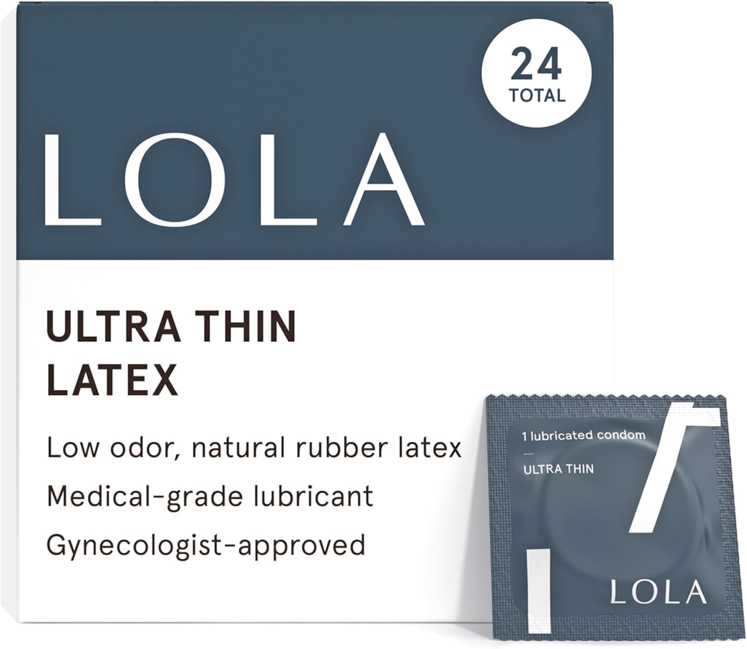 LOLA Regular Ultra Thin Natural Condoms - Vegan-Friendly Organic Condoms - Sensitive Skin Safe - Durable Natural Barrier - Regular Size 52mm x 189mm, Pack of 24