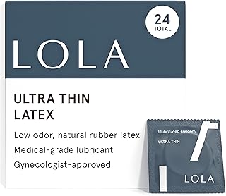 LOLA Regular Ultra Thin Natural Condoms Made from Rubber Latex - Hypoallergenic Silicone Lubricated for Sensitive Skin - Vegan Organic Condoms - 24 Count